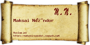 Maksai Nándor névjegykártya